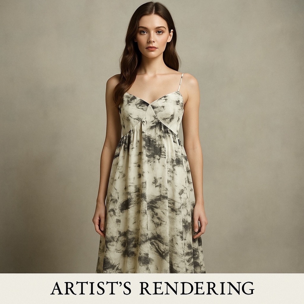 NWT Babydoll Midi Dress‎ Large Y2K Fairy Grunge Whimsy Goth Cottagecore Abstract